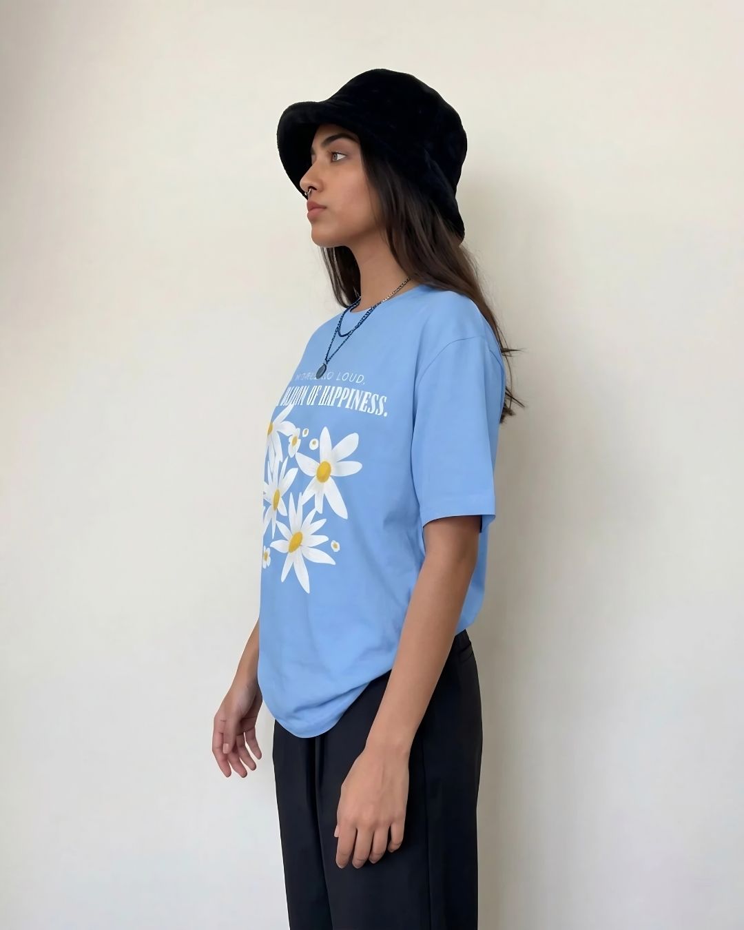 BLOOM OF HAPPINESS WOMEN OVERSIZED GRAPHIC T-SHIRT