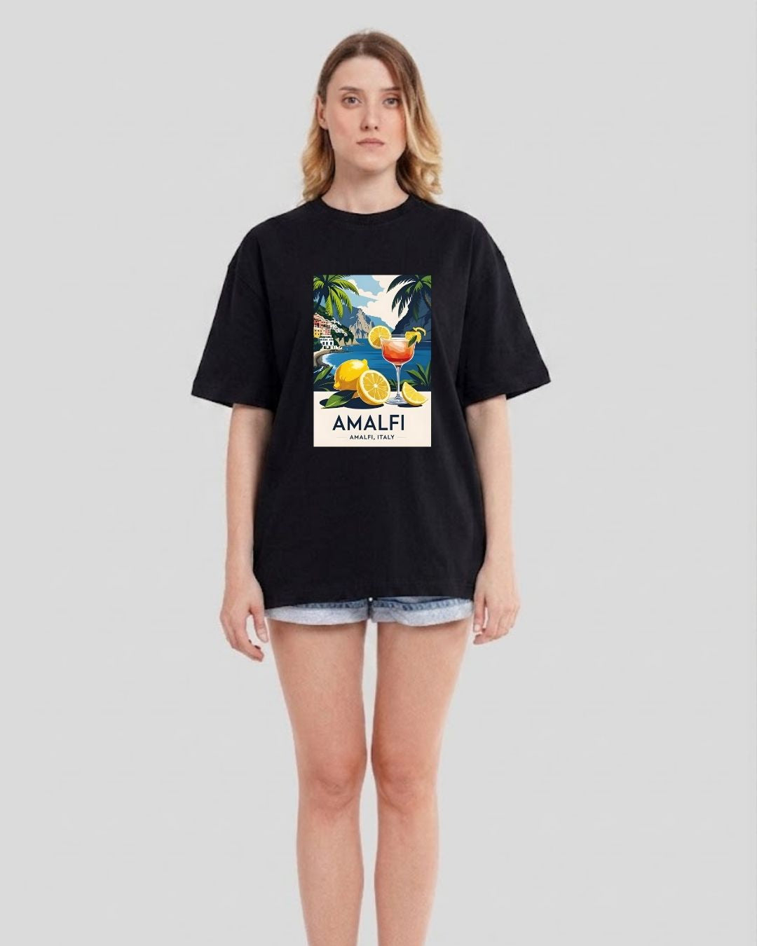 AMALFI ITALY WOMEN OVERSIZED GRAPHIC T-SHIRT