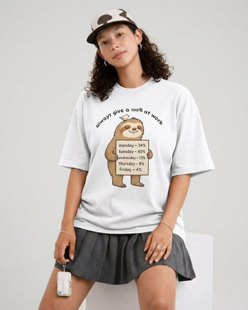 AT WORK WOMEN OVERSIZED GRAPHIC T-SHIRT