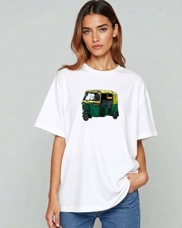 AUTO RICKSHAW WOMEN OVERSIZED GRAPHIC T-SHIRT