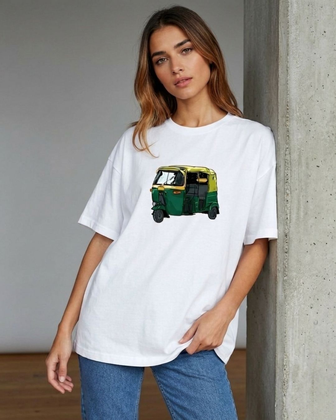 AUTO RICKSHAW WOMEN OVERSIZED GRAPHIC T-SHIRT