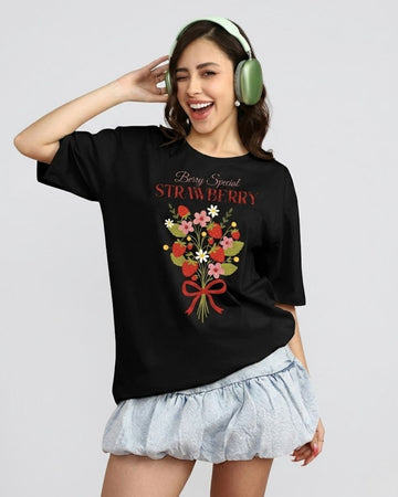 BERRY BUNCH WOMEN OVERSIZED GRAPHIC T-SHIRT