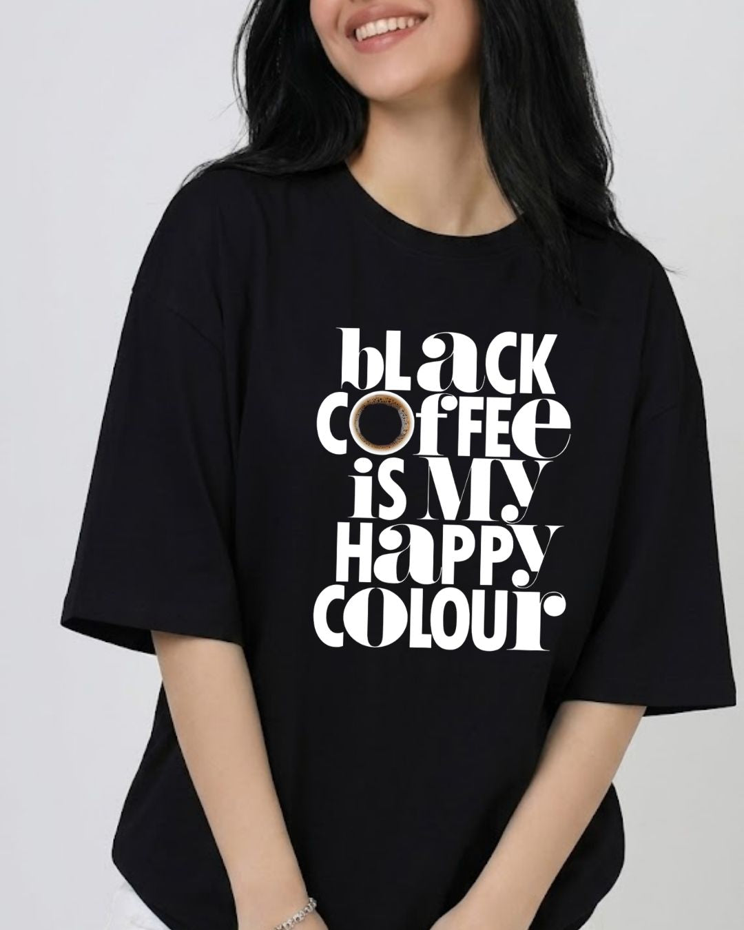 BLACK COFFEE WOMEN OVERSIZED GRAPHIC T-SHIRT