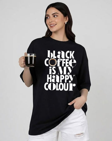 BLACK COFFEE WOMEN OVERSIZED GRAPHIC T-SHIRT