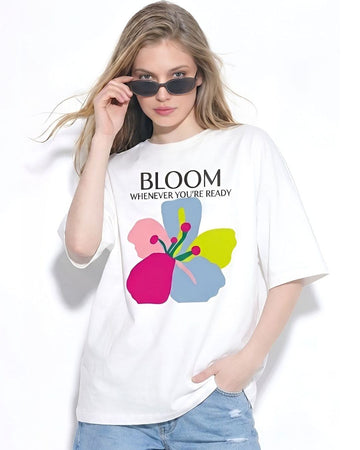 BLOOM WOMEN OVERSIZED GRAPHIC T-SHIRT