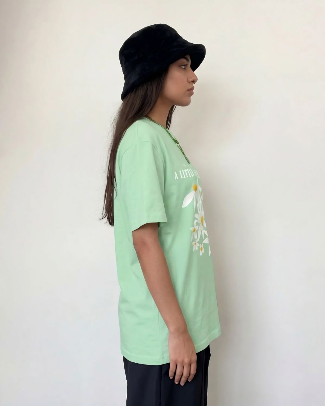 BLOOM OF HAPPINESS WOMEN OVERSIZED GRAPHIC T-SHIRT