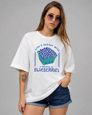 BLUEBERRIES WOMEN OVERSIZED GRAPHIC T-SHIRT