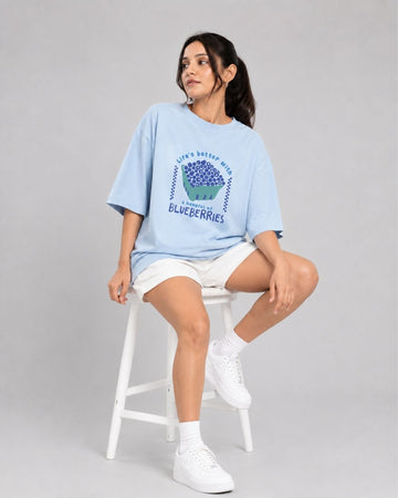 BLUEBERRIES WOMEN OVERSIZED GRAPHIC T-SHIRT
