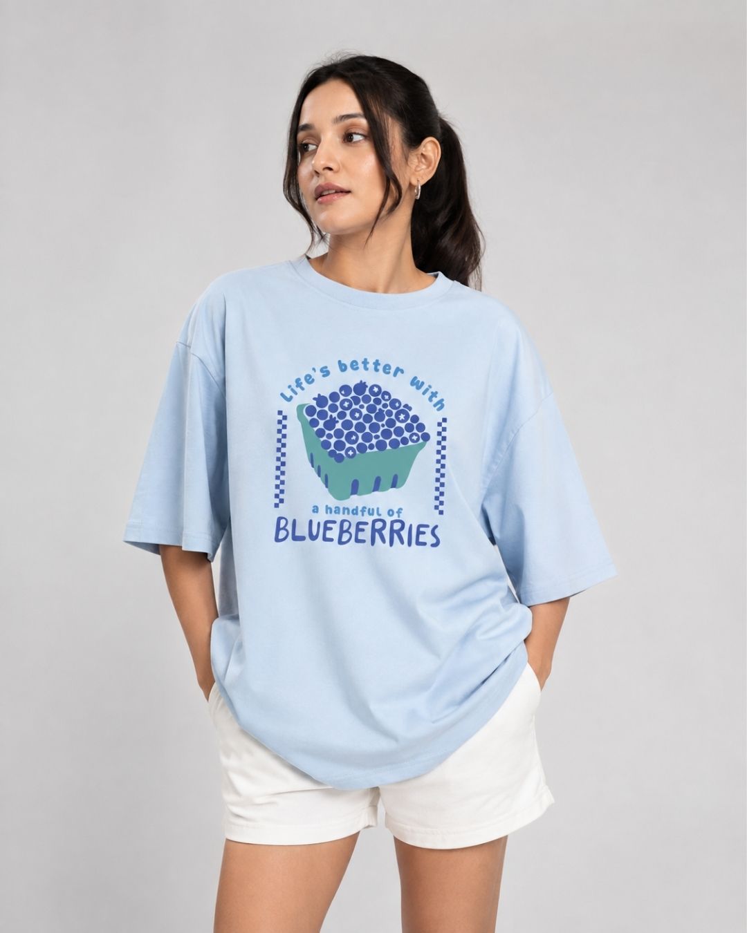 BLUEBERRIES WOMEN OVERSIZED GRAPHIC T-SHIRT