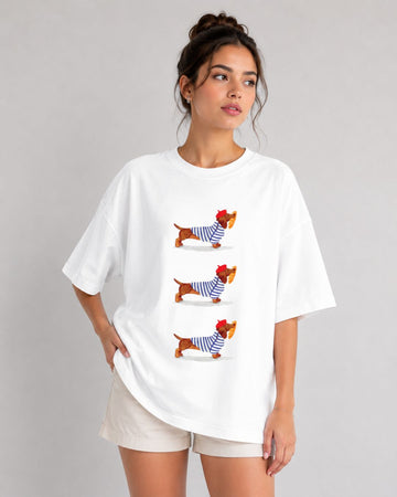 BONJOUR PUP WOMEN OVERSIZED GRAPHIC T-SHIRT