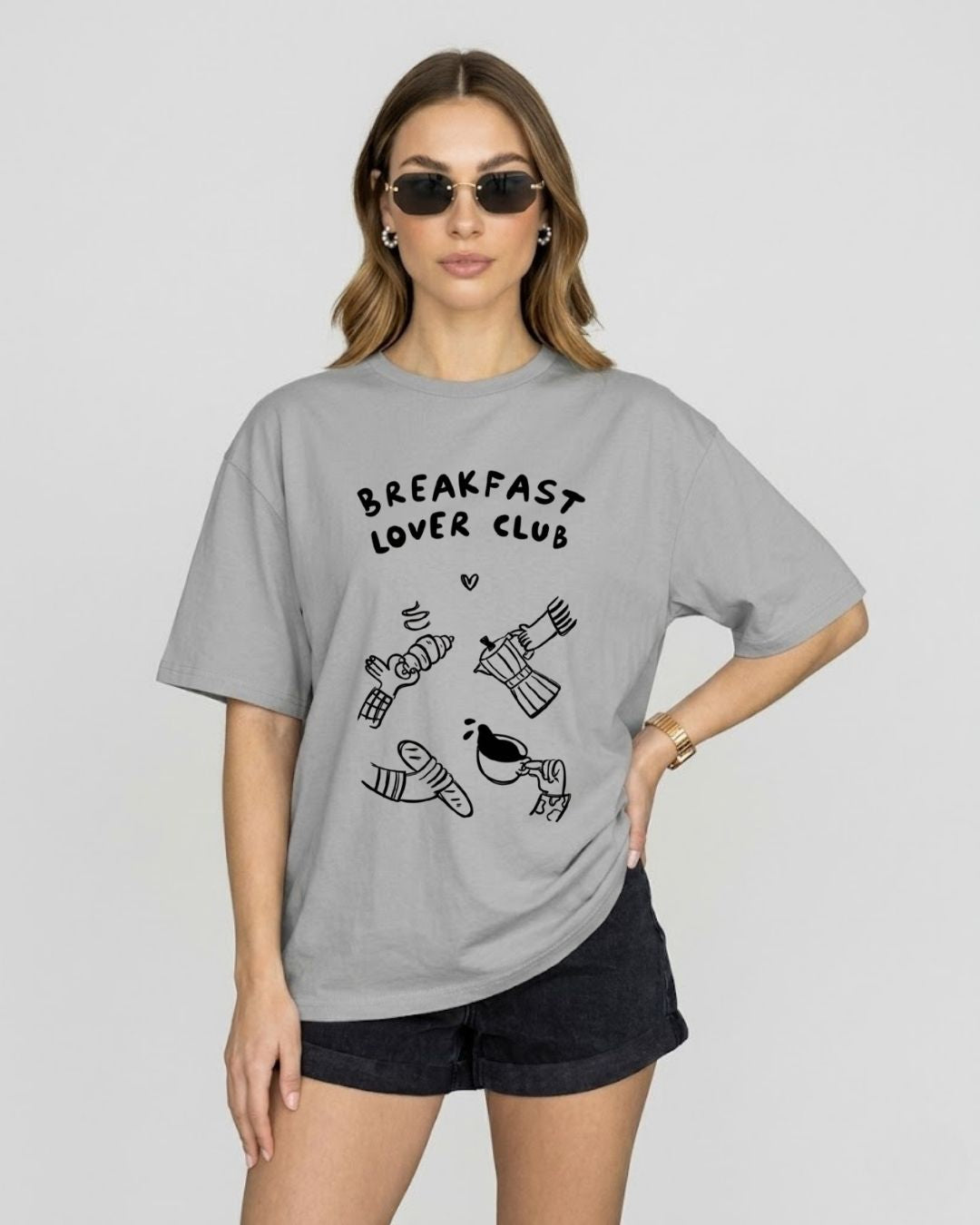 BREAKFAST LOVER CLUB WOMEN OVERSIZED GRAPHIC T-SHIRT