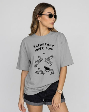 BREAKFAST LOVER CLUB WOMEN OVERSIZED GRAPHIC T-SHIRT