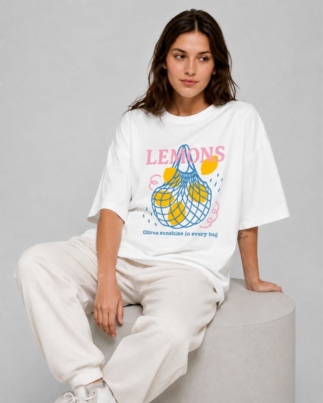 CITRUS BLISS WOMEN OVERSIZED GRAPHIC T-SHIRT