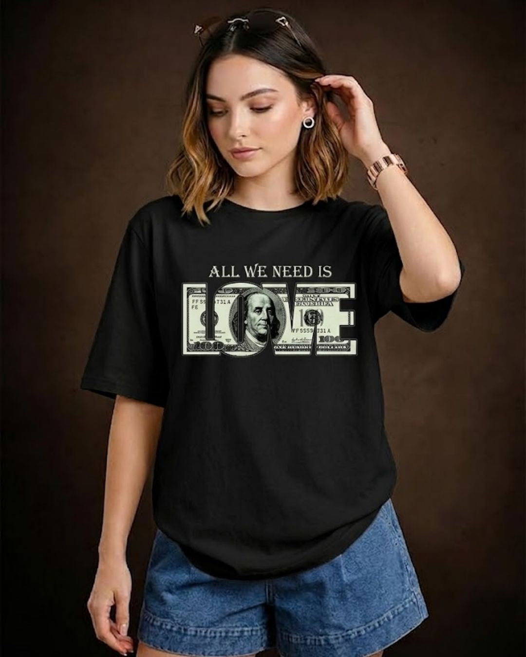 CASH IS LOVE WOMEN OVERSIZED GRAPHIC T-SHIRT