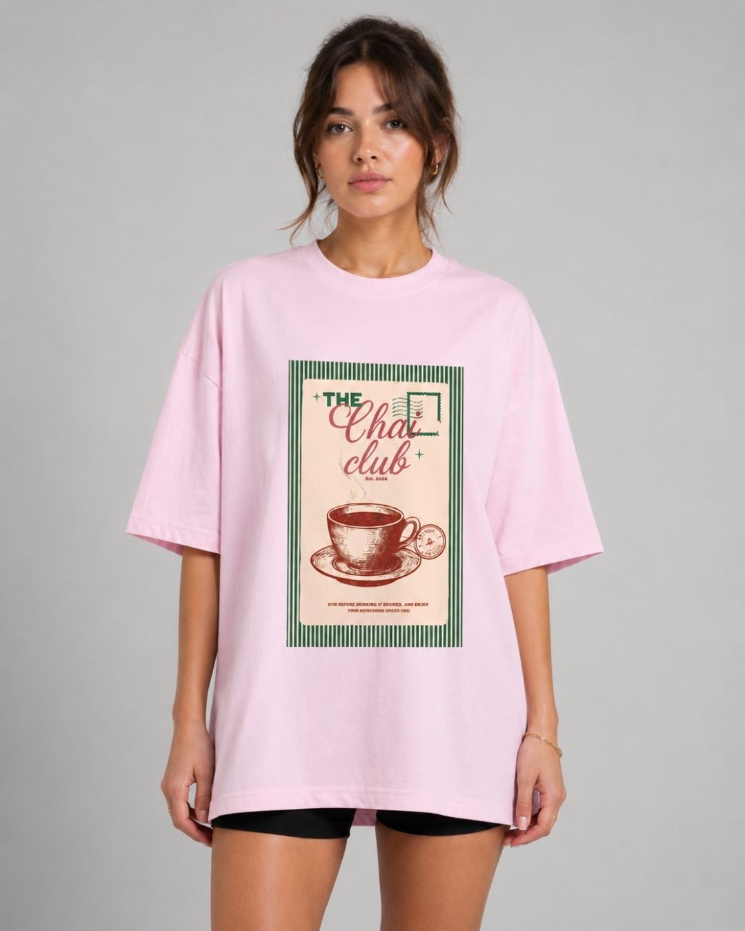 CHAI CLUB WOMEN OVERSIZED GRAPHIC T-SHIRT