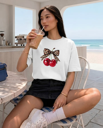 CHERRY BOW WOMEN OVERSIZED GRAPHIC T-SHIRT