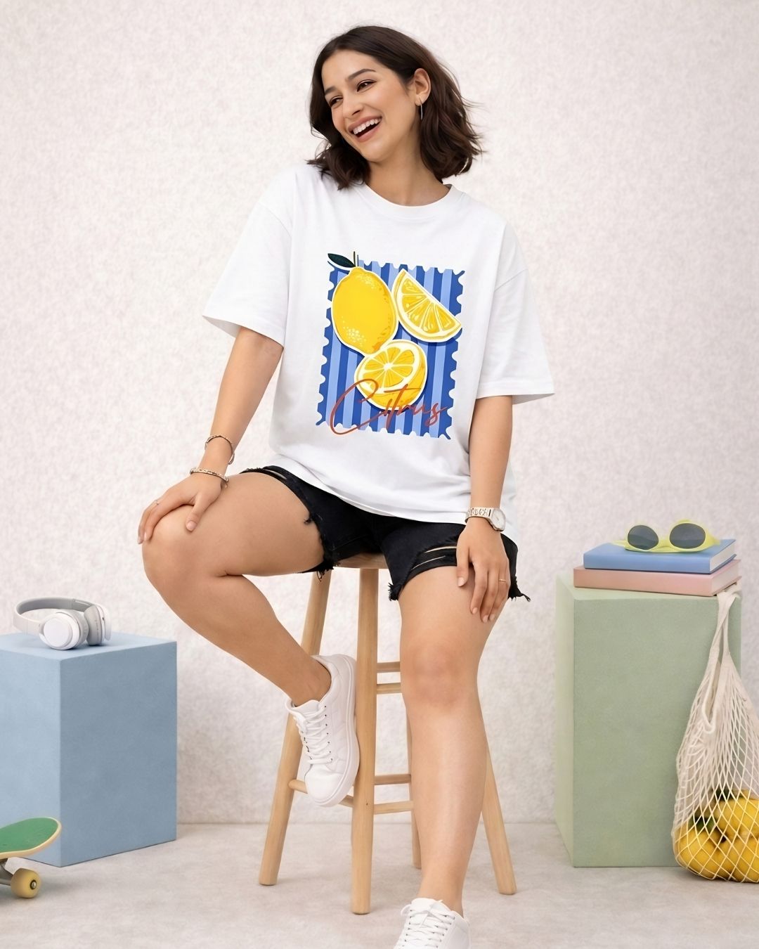 CITRUS WOMEN OVERSIZED GRAPHIC T-SHIRT