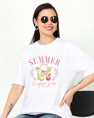 COCKTAIL CLUB WOMEN OVERSIZED GRAPHIC T-SHIRT