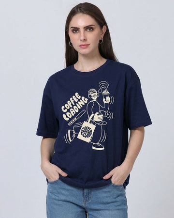 COFFEE CLUB WOMEN OVERSIZED GRAPHIC T-SHIRT