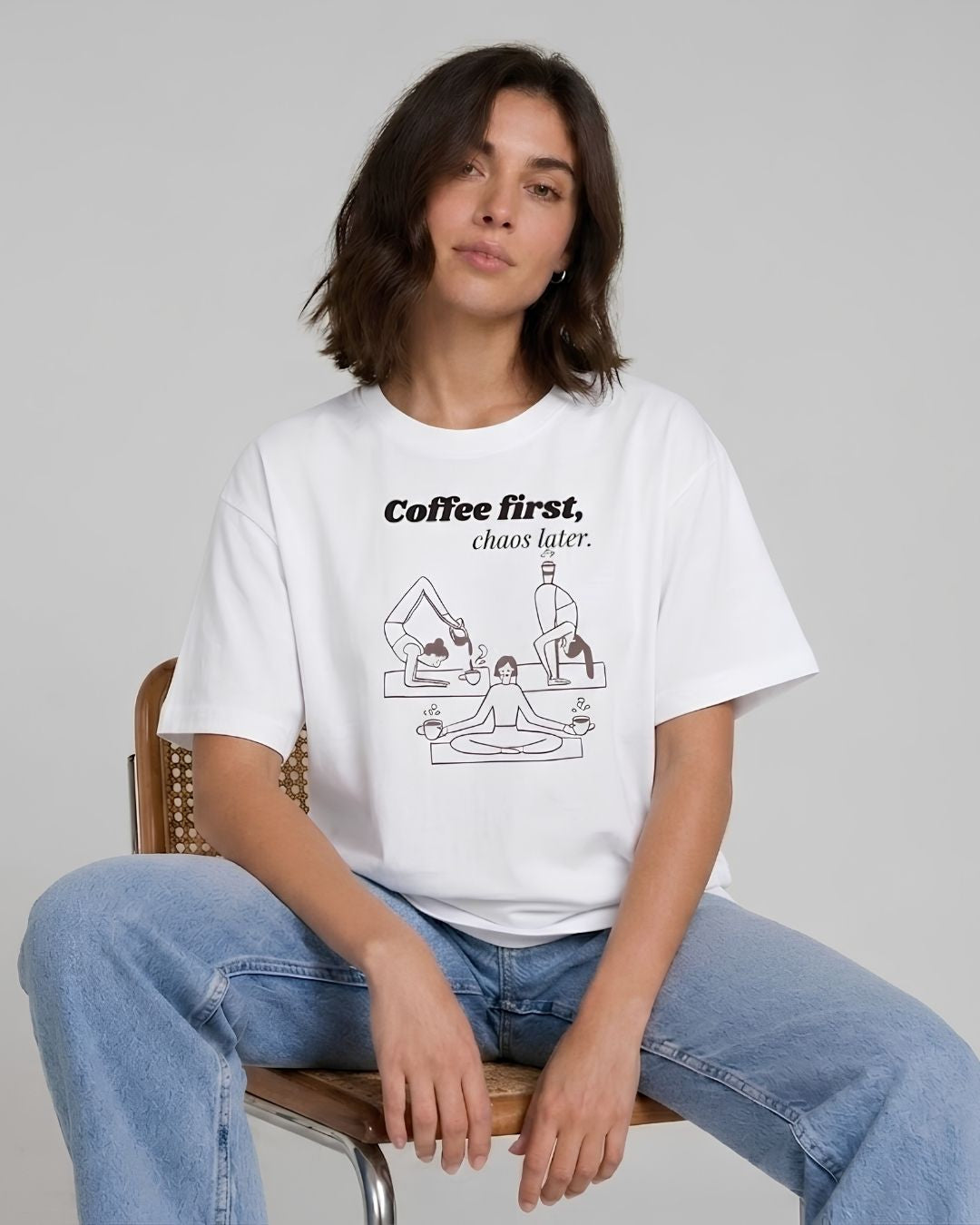COFFEE FIRST WOMEN OVERSIZED GRAPHIC T-SHIRT