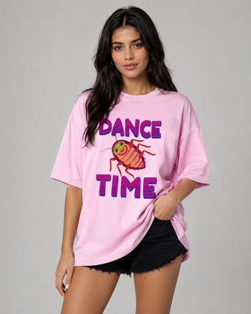 DANCE TIME WOMEN OVERSIZED GRAPHIC T-SHIRT