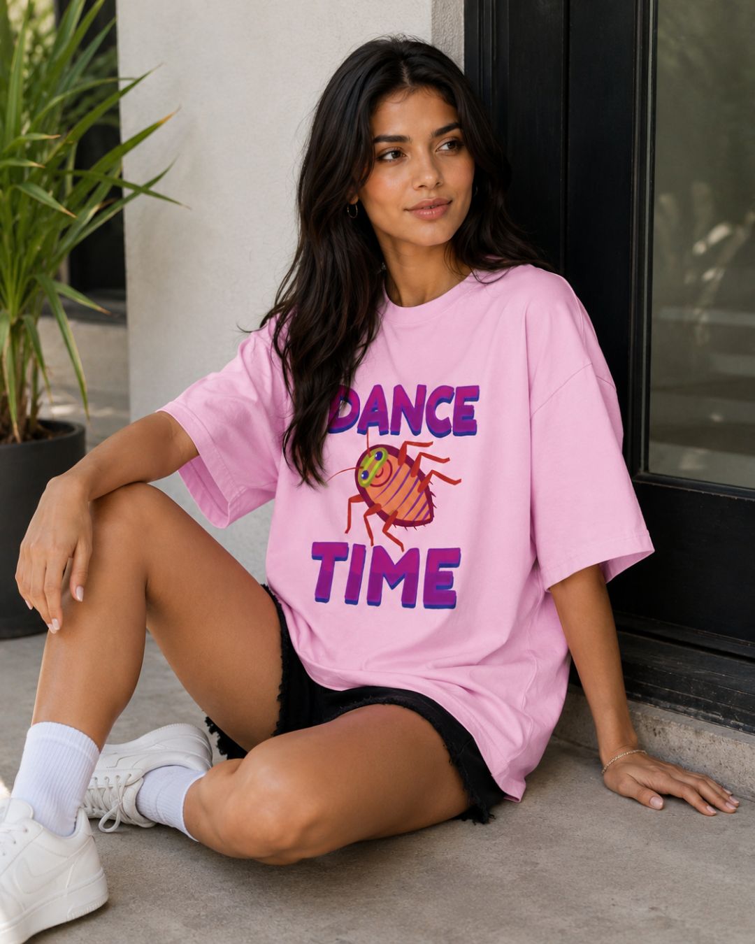 DANCE TIME WOMEN OVERSIZED GRAPHIC T-SHIRT