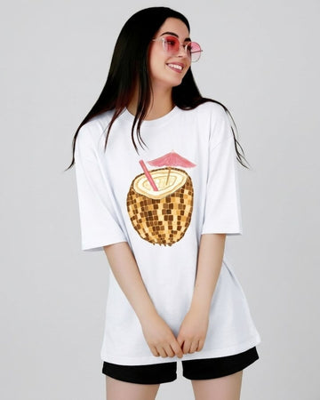 DISCONUT WOMEN OVERSIZED GRAPHIC T-SHIRT