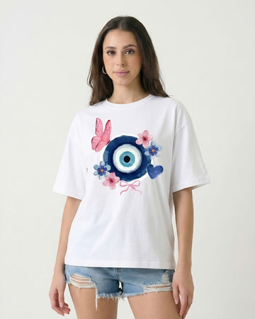 EVIL EYE BLOOM WOMEN OVERSIZED GRAPHIC T-SHIRT