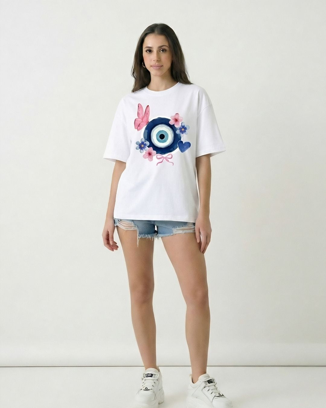 EVIL EYE BLOOM WOMEN OVERSIZED GRAPHIC T-SHIRT