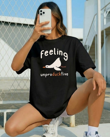 FEELING UNPRODUCKTIVE WOMEN OVERSIZED GRAPHIC T-SHIRT