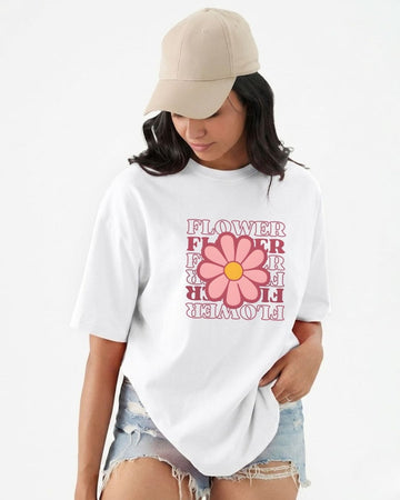 FLOWER WOMEN OVERSIZED GRAPHIC T-SHIRT