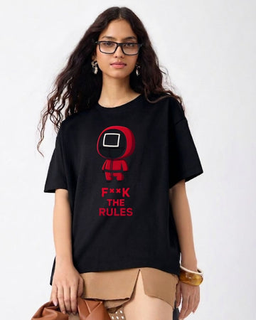 F**K THE RULES WOMEN OVERSIZED GRAPHIC T-SHIRT