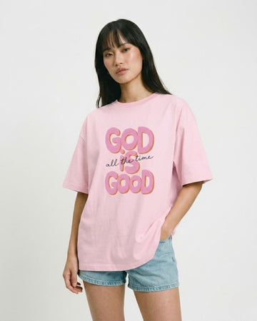 GOD IS GOOD WOMEN OVERSIZED GRAPHIC T-SHIRT