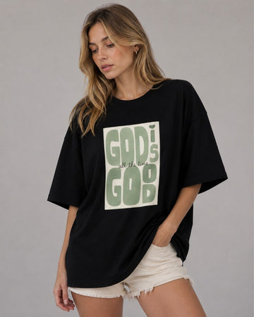 GOD IS GOOD WOMEN OVERSIZED GRAPHIC T-SHIRT