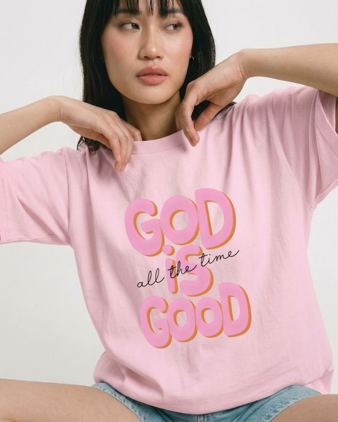 GOD IS GOOD WOMEN OVERSIZED GRAPHIC T-SHIRT