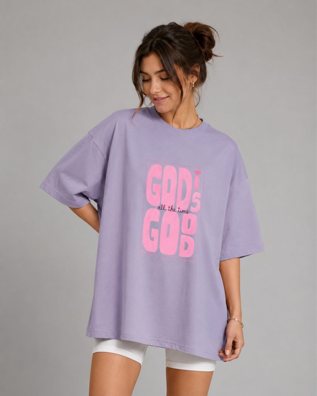 GOD IS GOOD WOMEN OVERSIZED GRAPHIC T-SHIRT