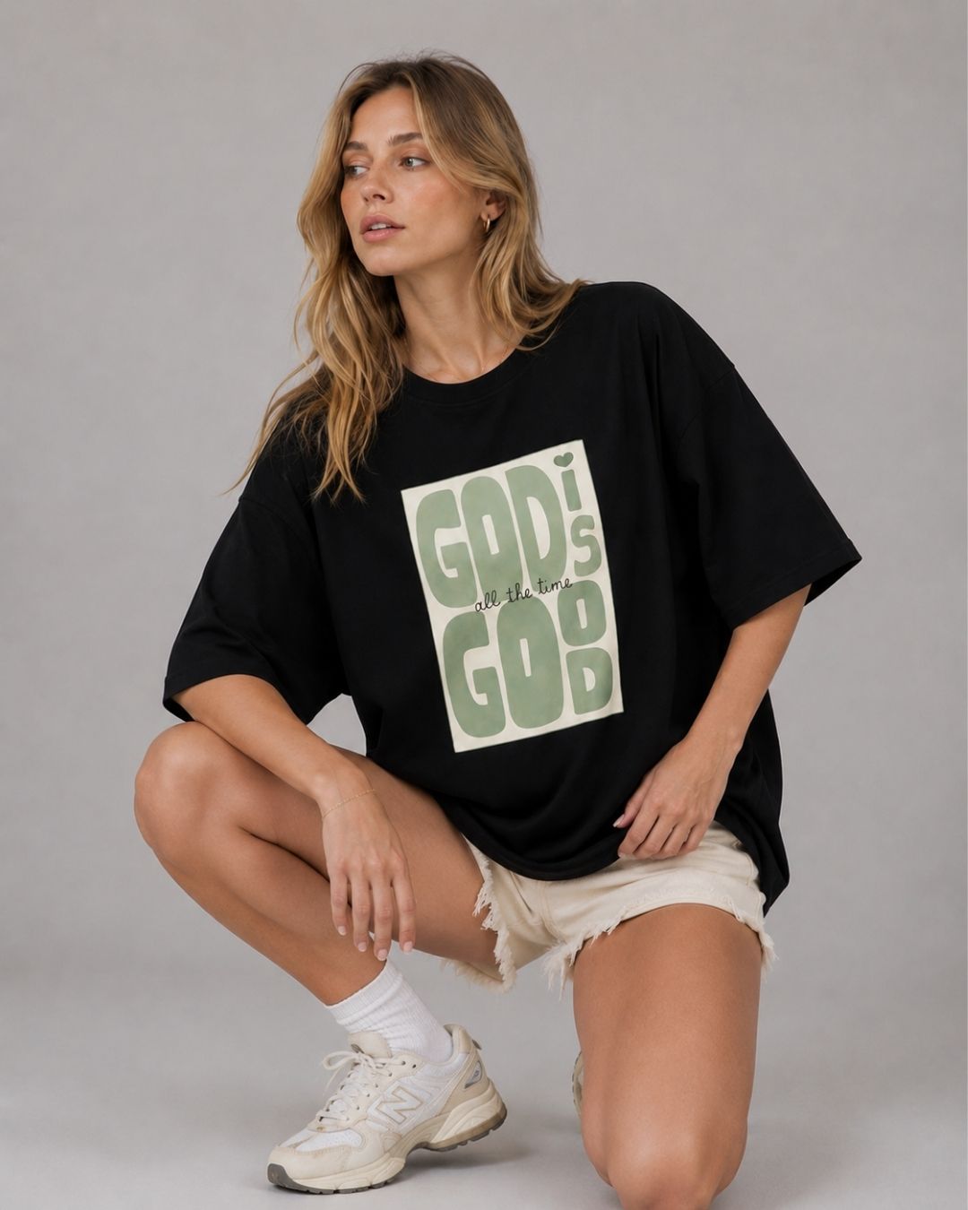 GOD IS GOOD WOMEN OVERSIZED GRAPHIC T-SHIRT