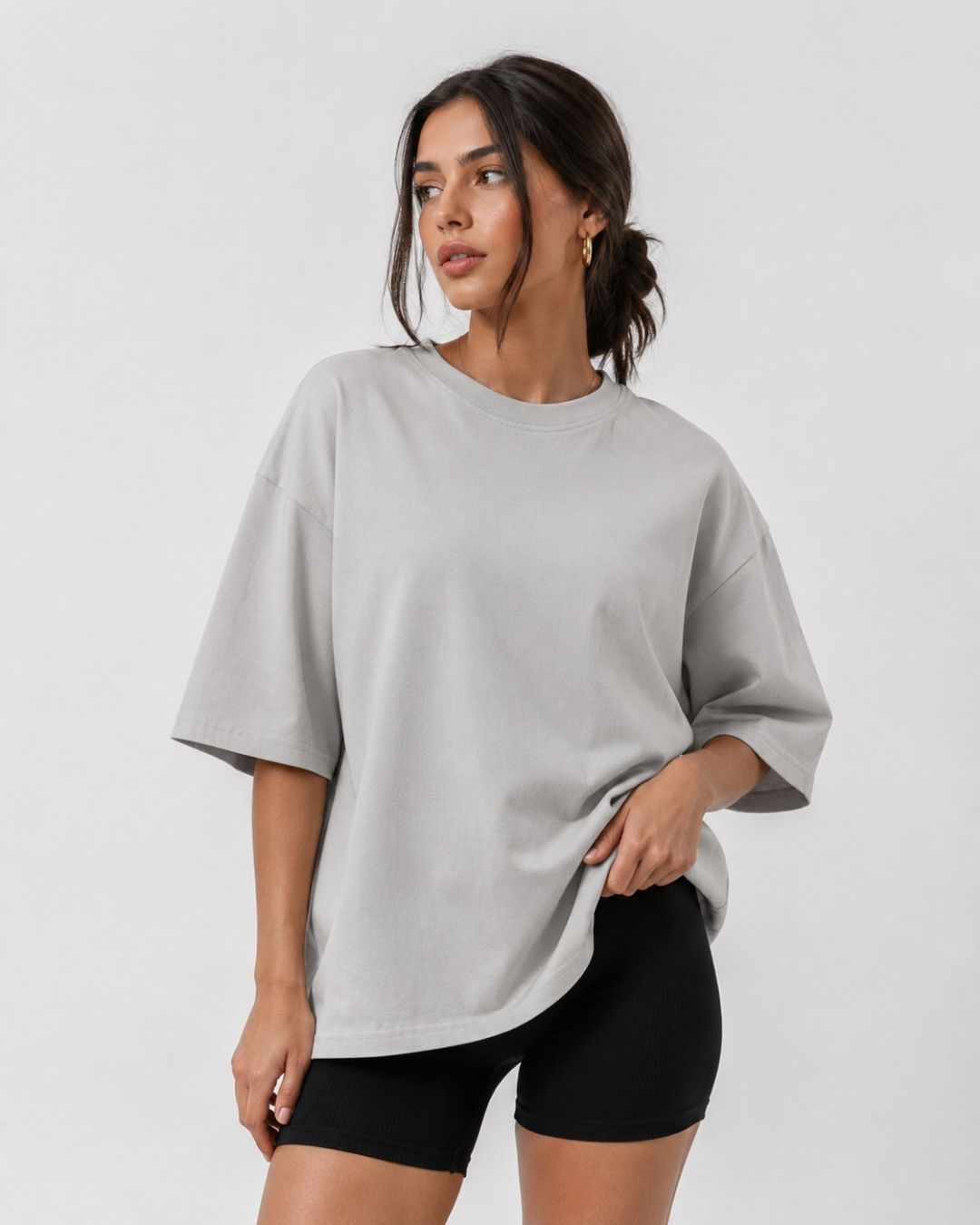 GREY MELANGE WOMEN'S OVERSIZED CLASSIC T-SHIRT