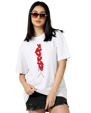 HEAVY LOVE WOMEN OVERSIZED GRAPHIC T-SHIRT