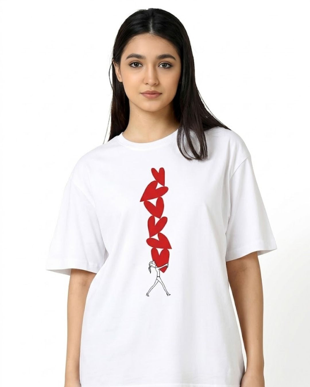 HEAVY LOVE WOMEN OVERSIZED GRAPHIC T-SHIRT