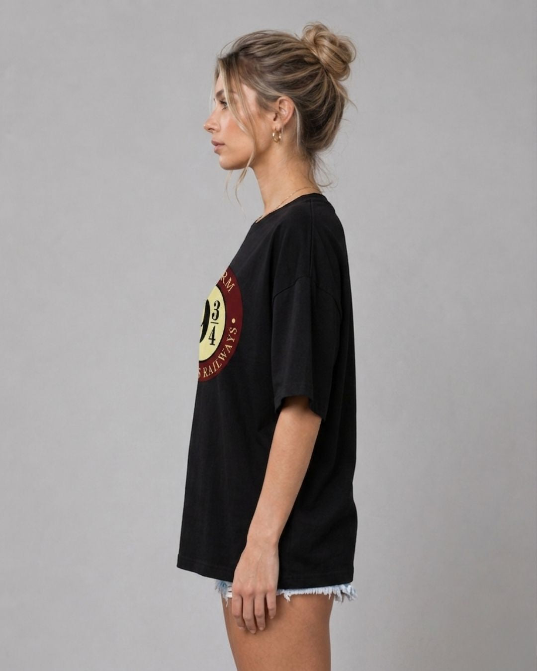 HOGWARTS RAILWAYS WOMEN OVERSIZED GRAPHIC T-SHIRT