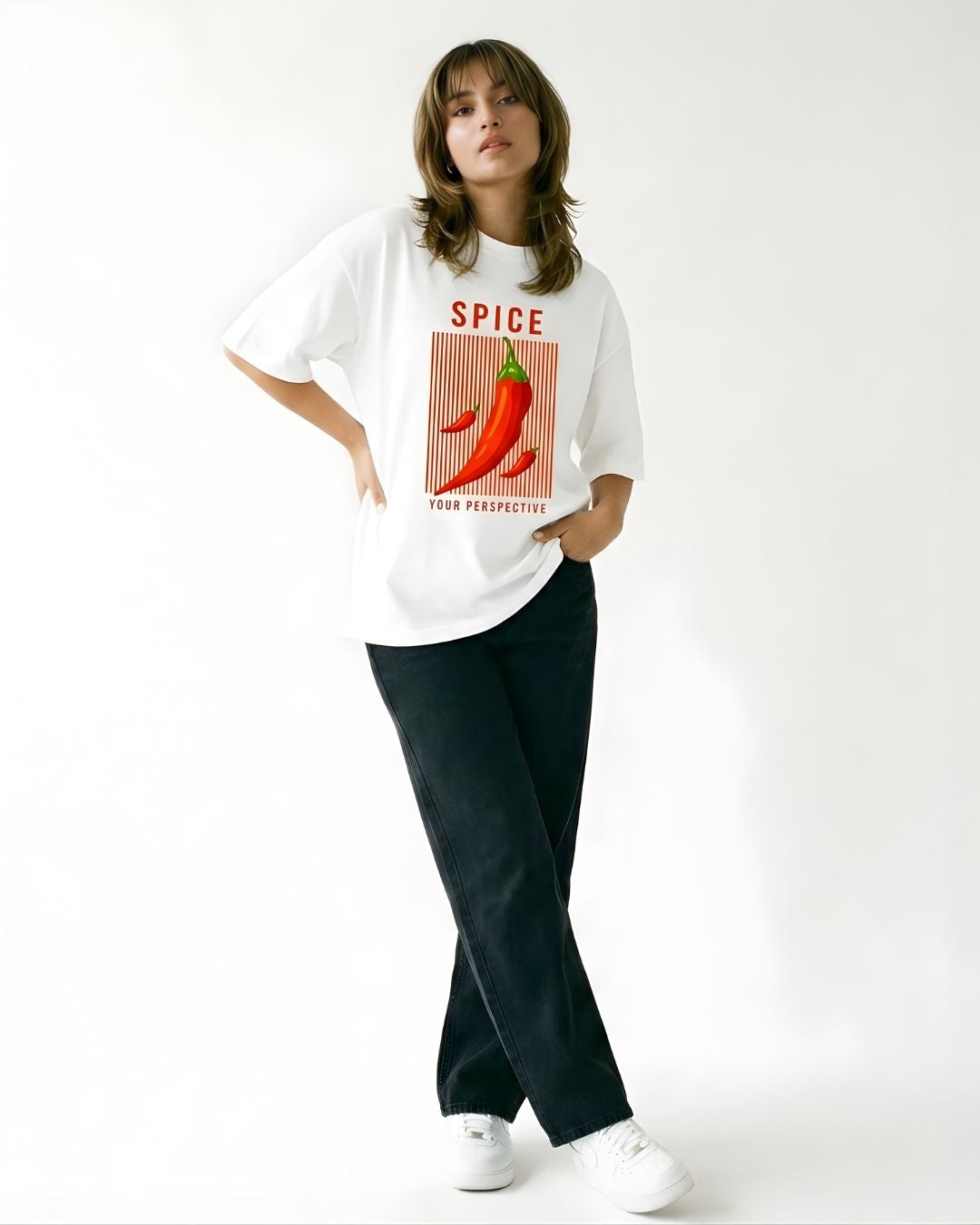 HOT PERSPECTIVE WOMEN OVERSIZED GRAPHIC T-SHIRT