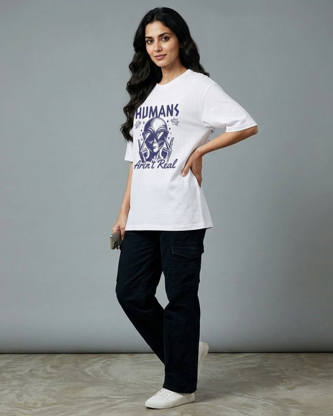HUMANS MYTH WOMEN OVERSIZED GRAPHIC T-SHIRT