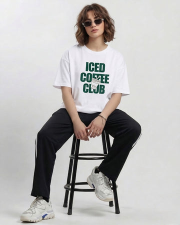 ICED COFFEE CLUB WOMEN OVERSIZED GRAPHIC T-SHIRT