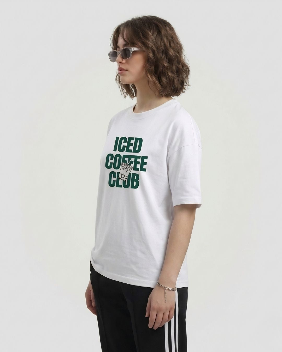ICED COFFEE CLUB WOMEN OVERSIZED GRAPHIC T-SHIRT