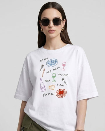 I AM PASTA WOMEN OVERSIZED GRAPHIC T-SHIRT