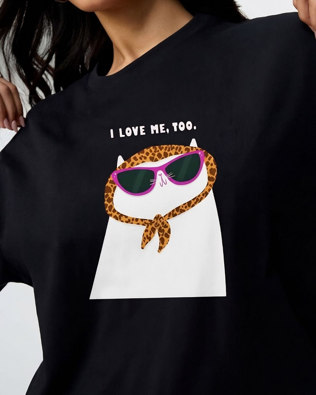 I LOVE ME, TOO WOMEN OVERSIZED GRAPHIC T-SHIRT
