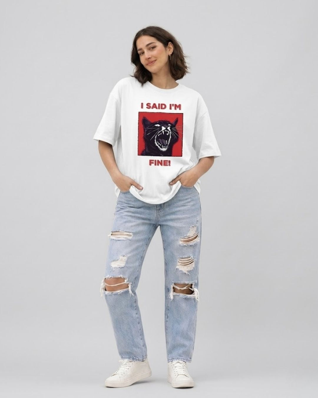 I SAID I'M FINE! WOMEN OVERSIZED GRAPHIC T-SHIRT