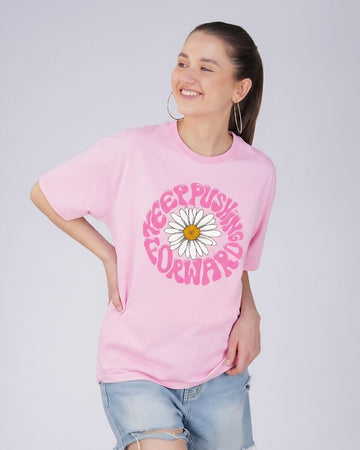 KEEP PUSHING FORWARD WOMEN OVERSIZED GRAPHIC T-SHIRT