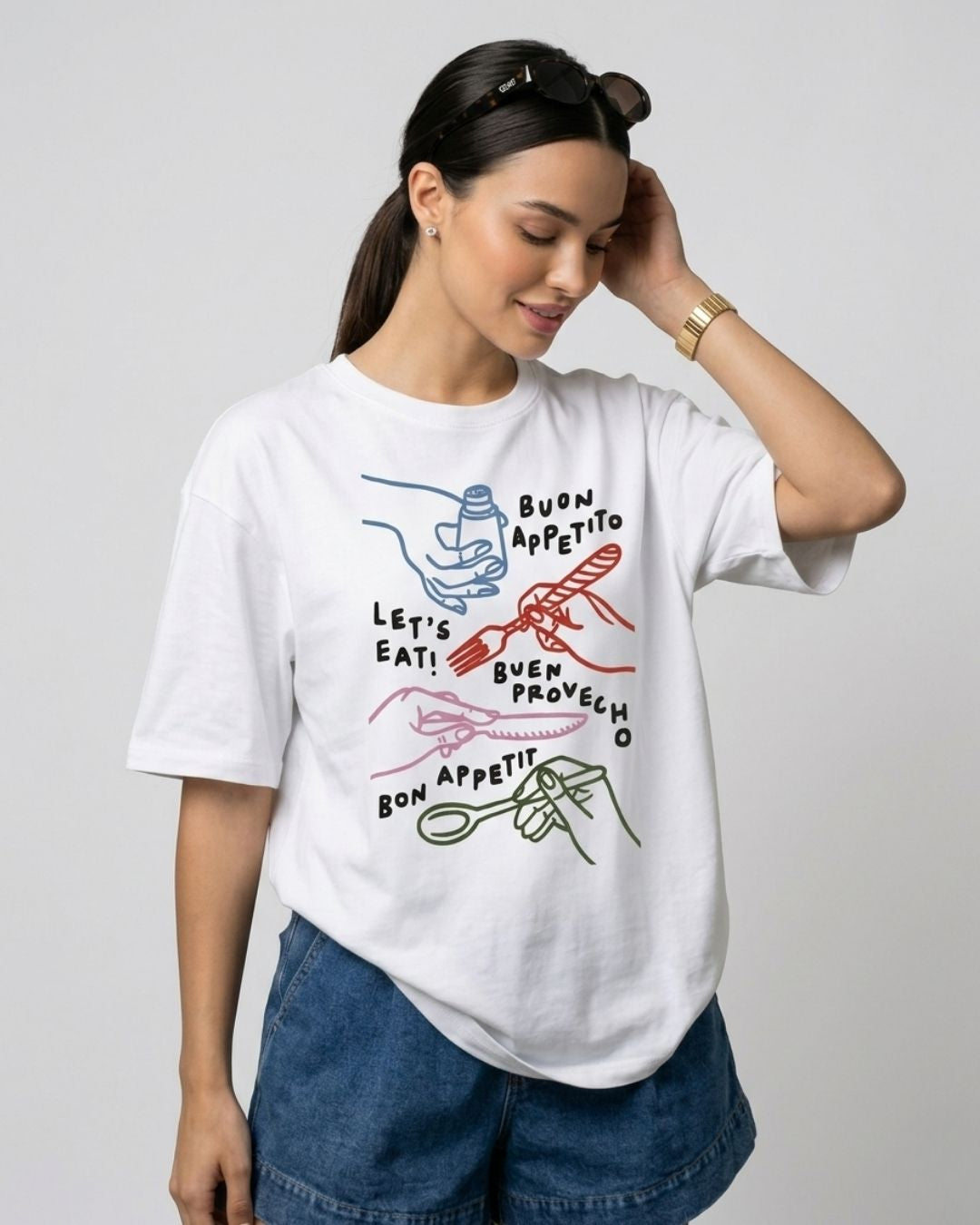LET'S EAT! WOMEN OVERSIZED GRAPHIC T-SHIRT